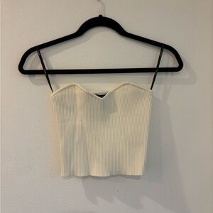 Cream Ribbed Women's Tube Top